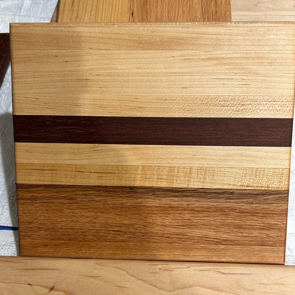 NWOT Handmade Wooden Cutting Board with Striped Design